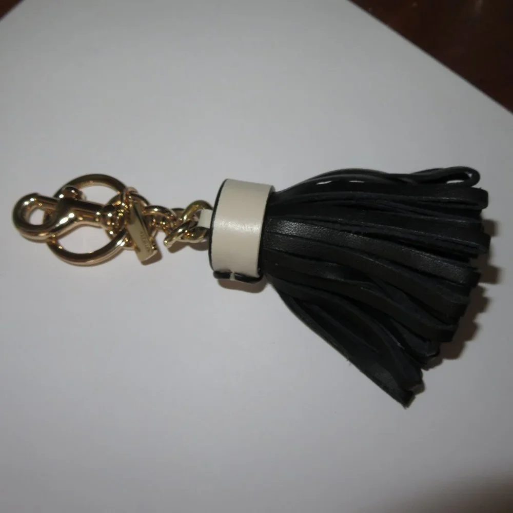 Coach Black And White Key Ring Tussle Key Fob Bag Charm